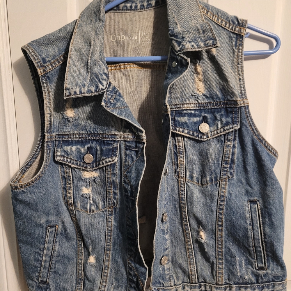 Gap Distressed Denim Vest